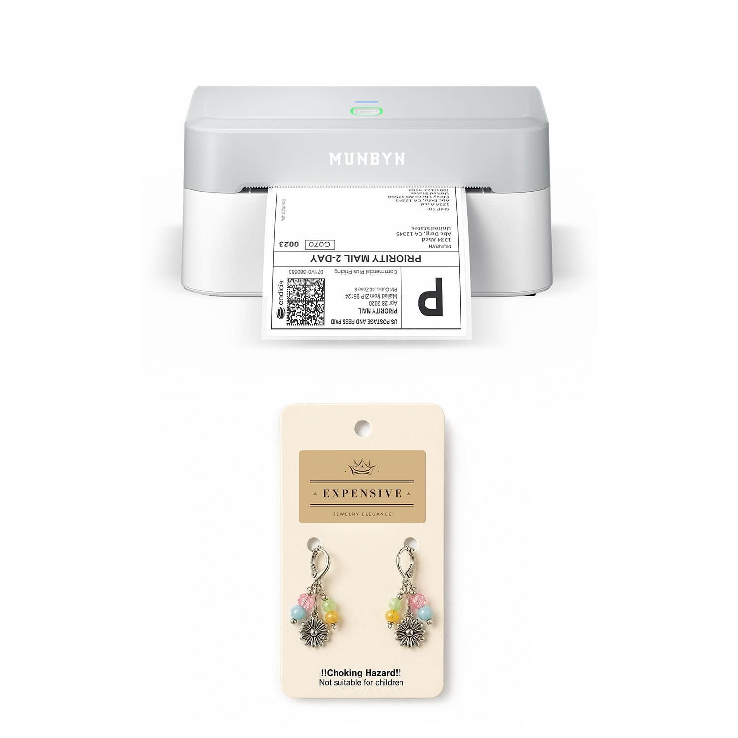 MUNBYN RealWriter 403B Bluetooth Printer & 4x2 Labels Handmade Product Starter Kit