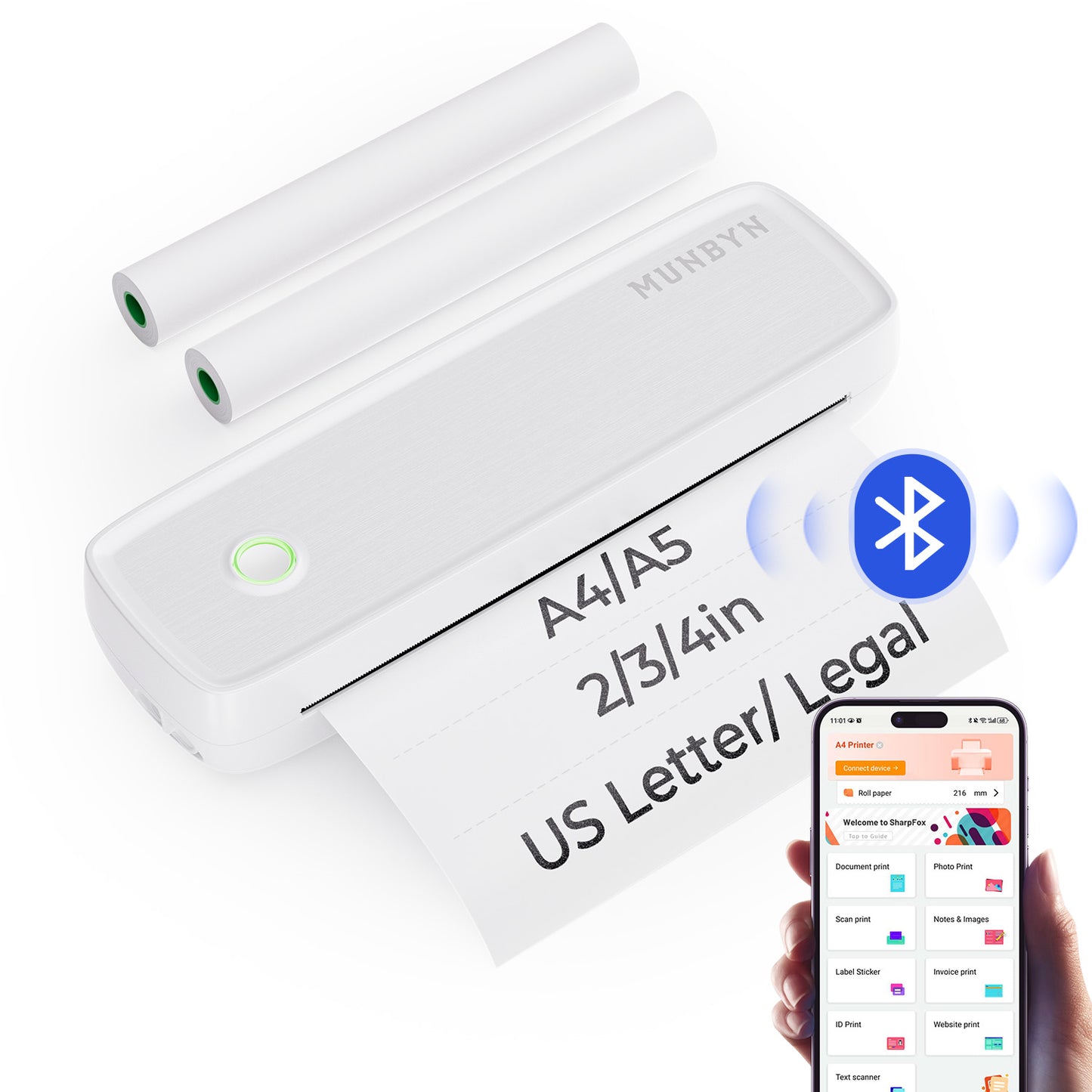 MUNBYN ITP04 A4 Paper Portable Thermal Printer