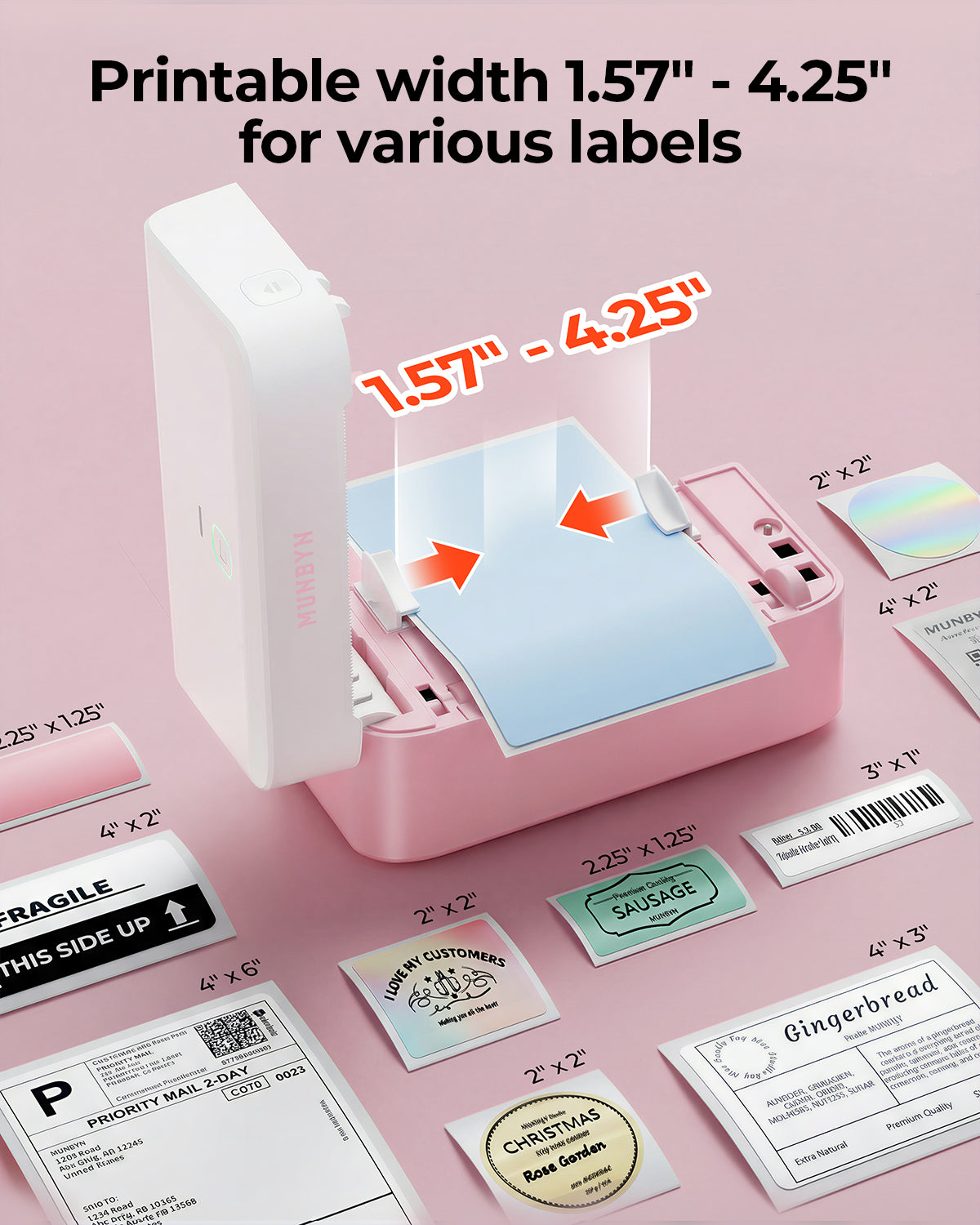 MUNBYN RealWriter 403B thermal label printer, suitable for shipping and barcode labels.