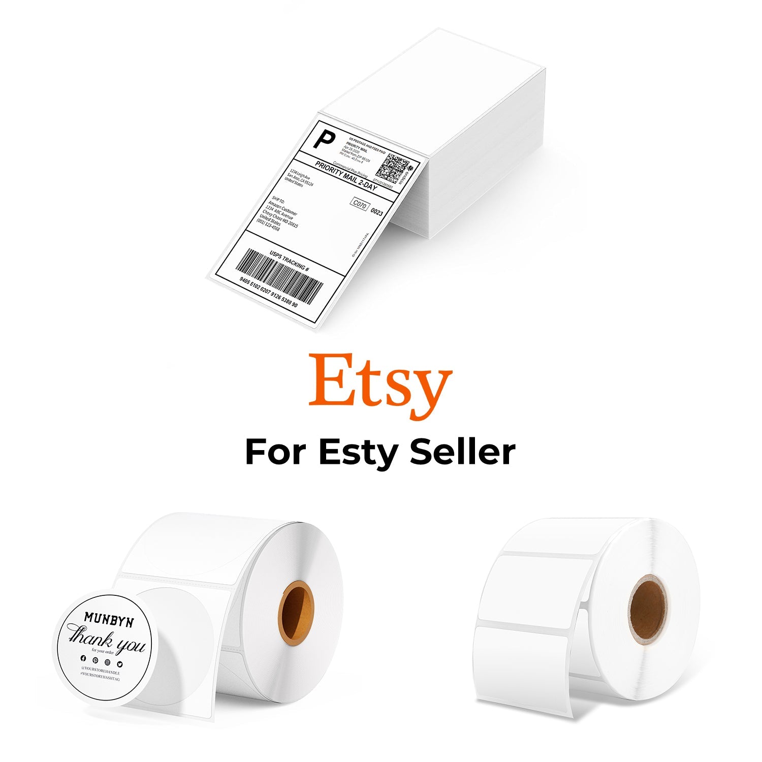 MUNBYN Etsy Handmade Shop Label Kit for Packaging and Shipping