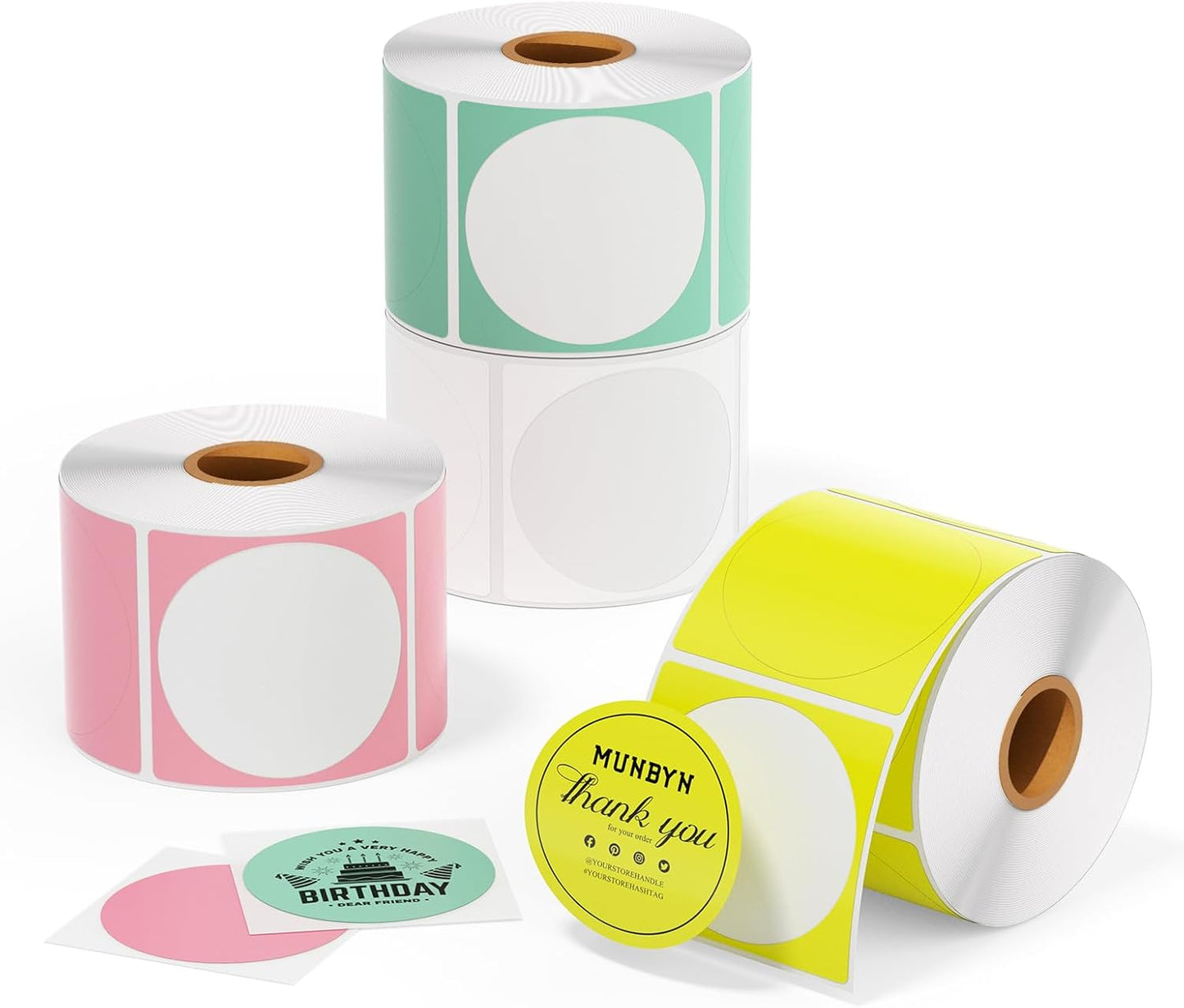 MUNBYN 2"x2" Generic Circle Series Thermal Labels (750/Roll)