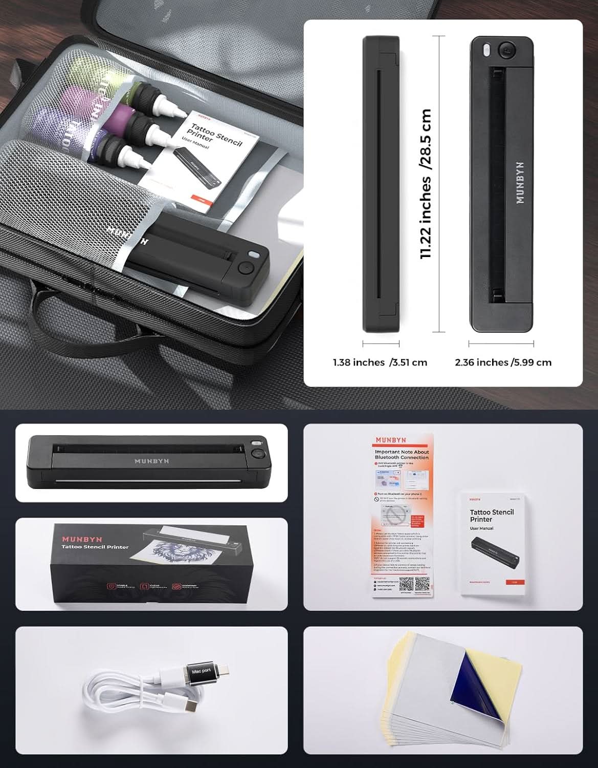 MUNBYN ITP06 Tattoo Stencil Printer with 20 Transfer Papers