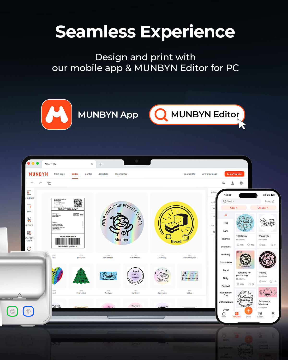 MUNBYN APP and MUNBYN Editor