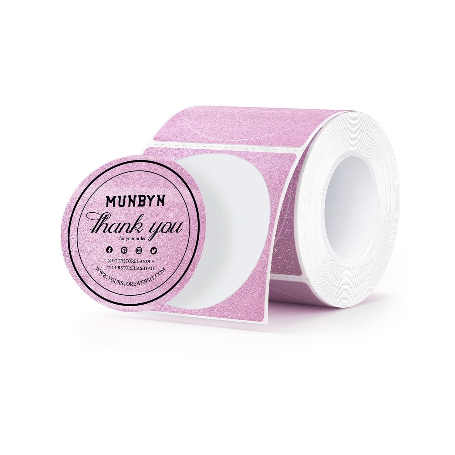 MUNBYN 2" Glitter Round Thermal Labels (100/Roll)