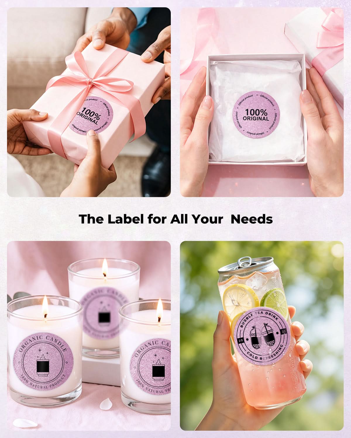 MUNBYN 2" Glitter Round Thermal Labels (100/Roll)