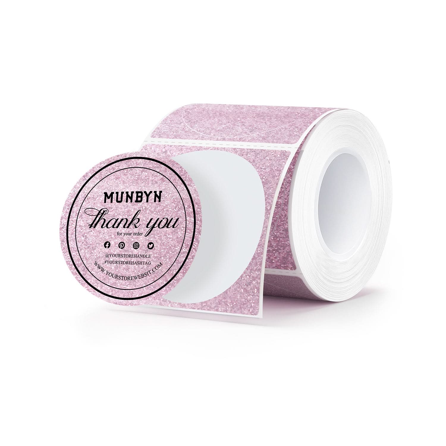MUNBYN 2" Glitter Round Thermal Labels Multi-Pack (100/Roll)