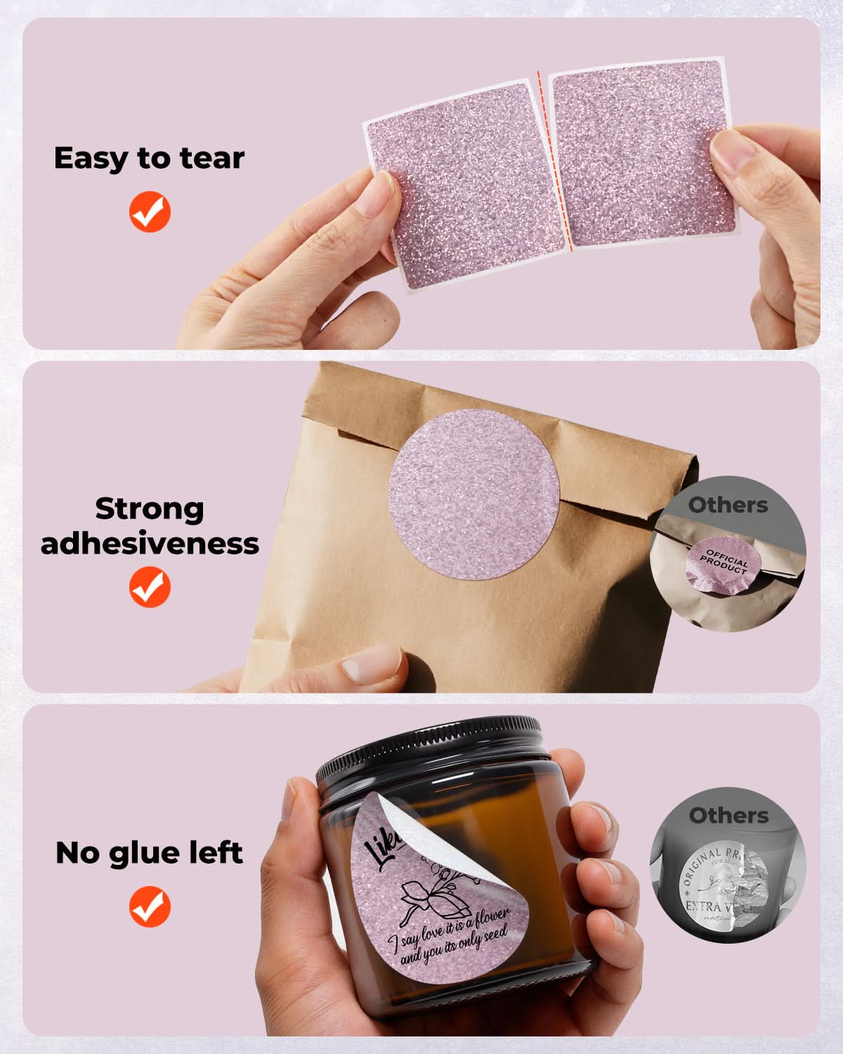 MUNBYN 2" Glitter Round Thermal Labels Multi-Pack (100/Roll)