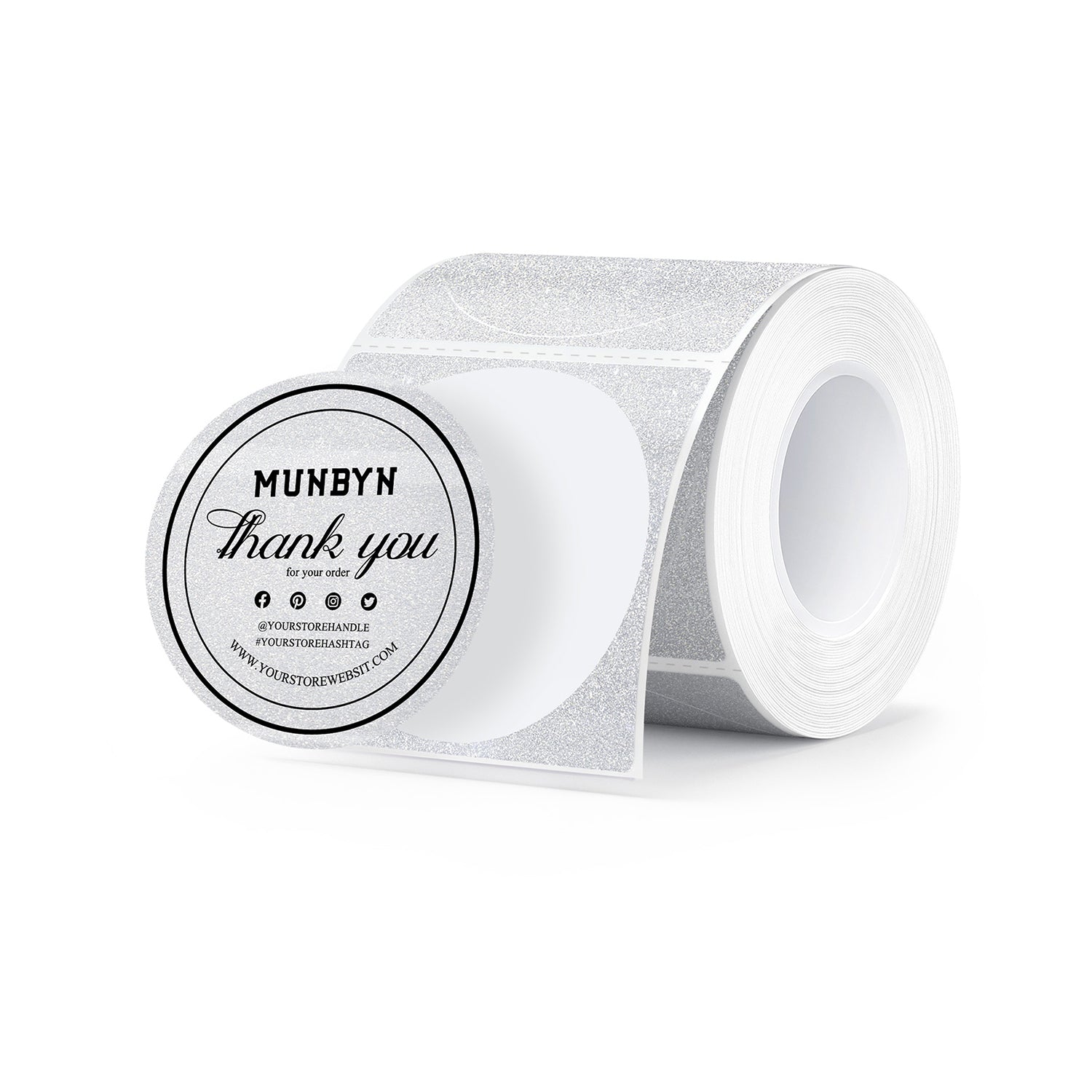 MUNBYN 2" Glitter Round Thermal Labels (100/Roll)