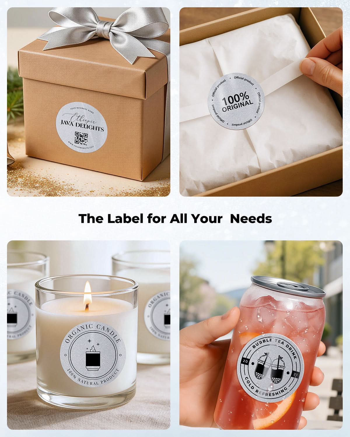MUNBYN 2" Glitter Round Thermal Labels Multi-Pack (100/Roll)