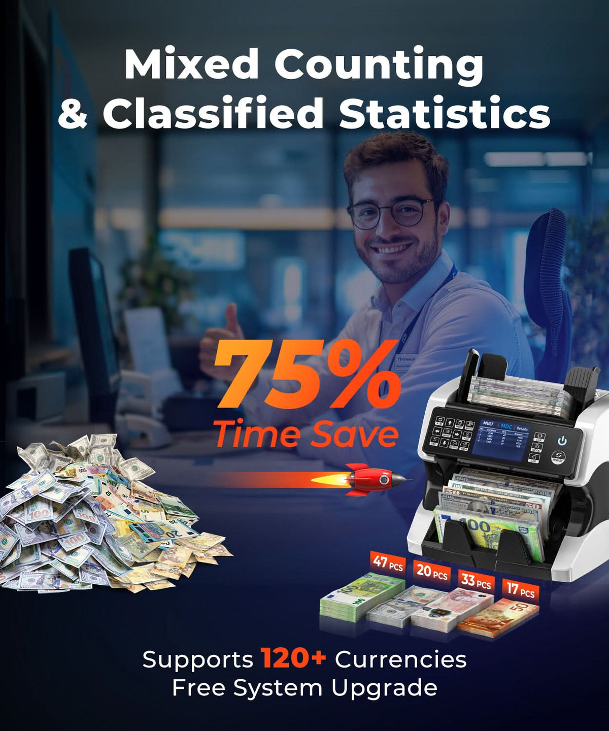 MUNBYN IMC01 Mixed-denomination Money Counter