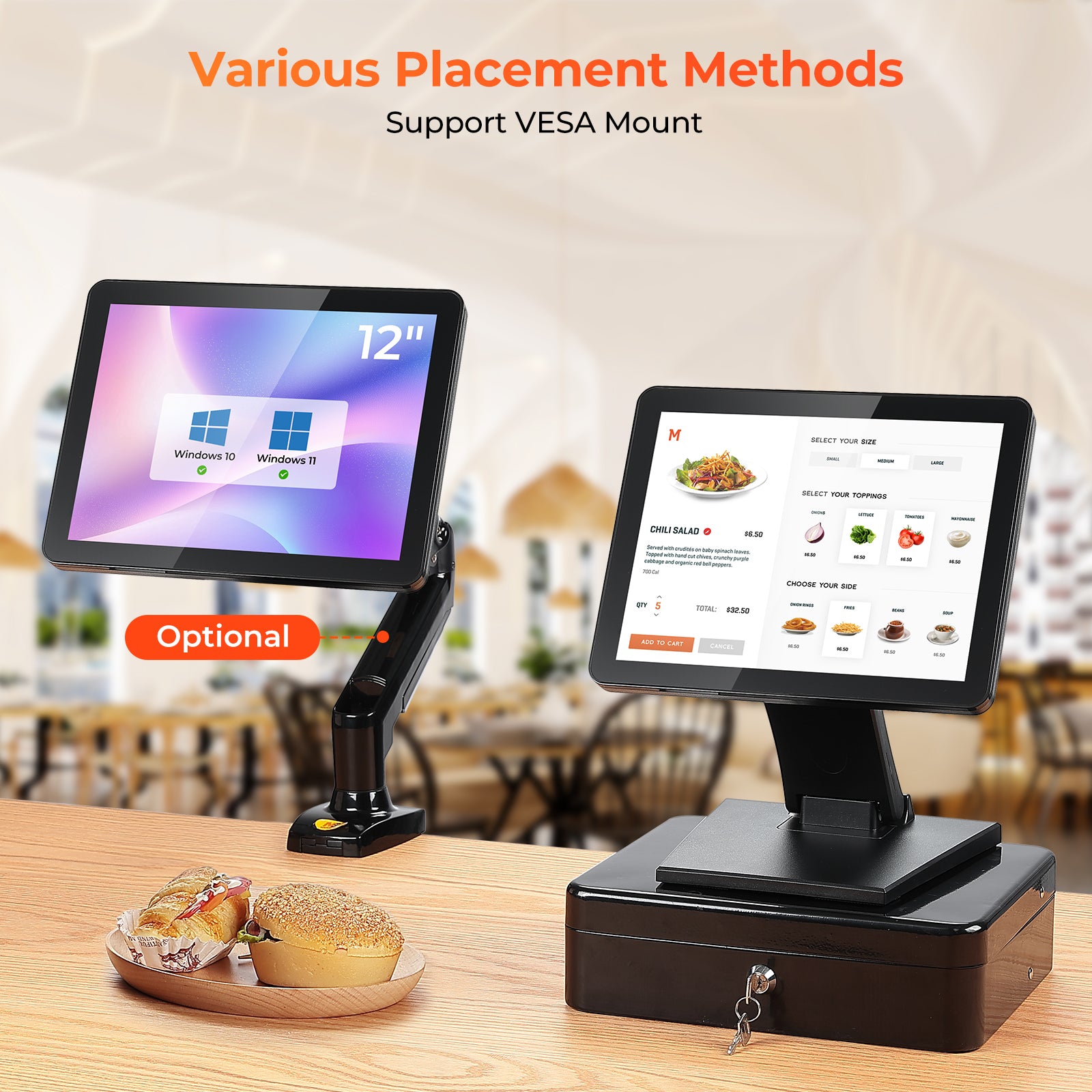 MUNBYN IPTS004 touchscreen POS monitor with sleek design and user-friendly interface, ideal for retail and hospitality settings.