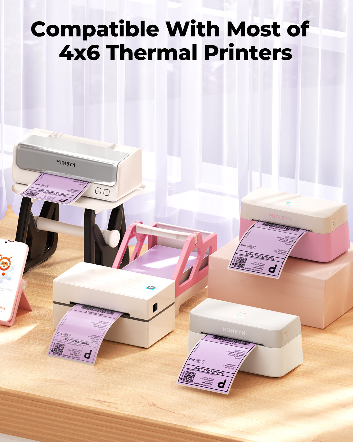 MUNBYN 4x6 Fan-Fold Direct Thermal Shipping Labels for Ecommerce Orders