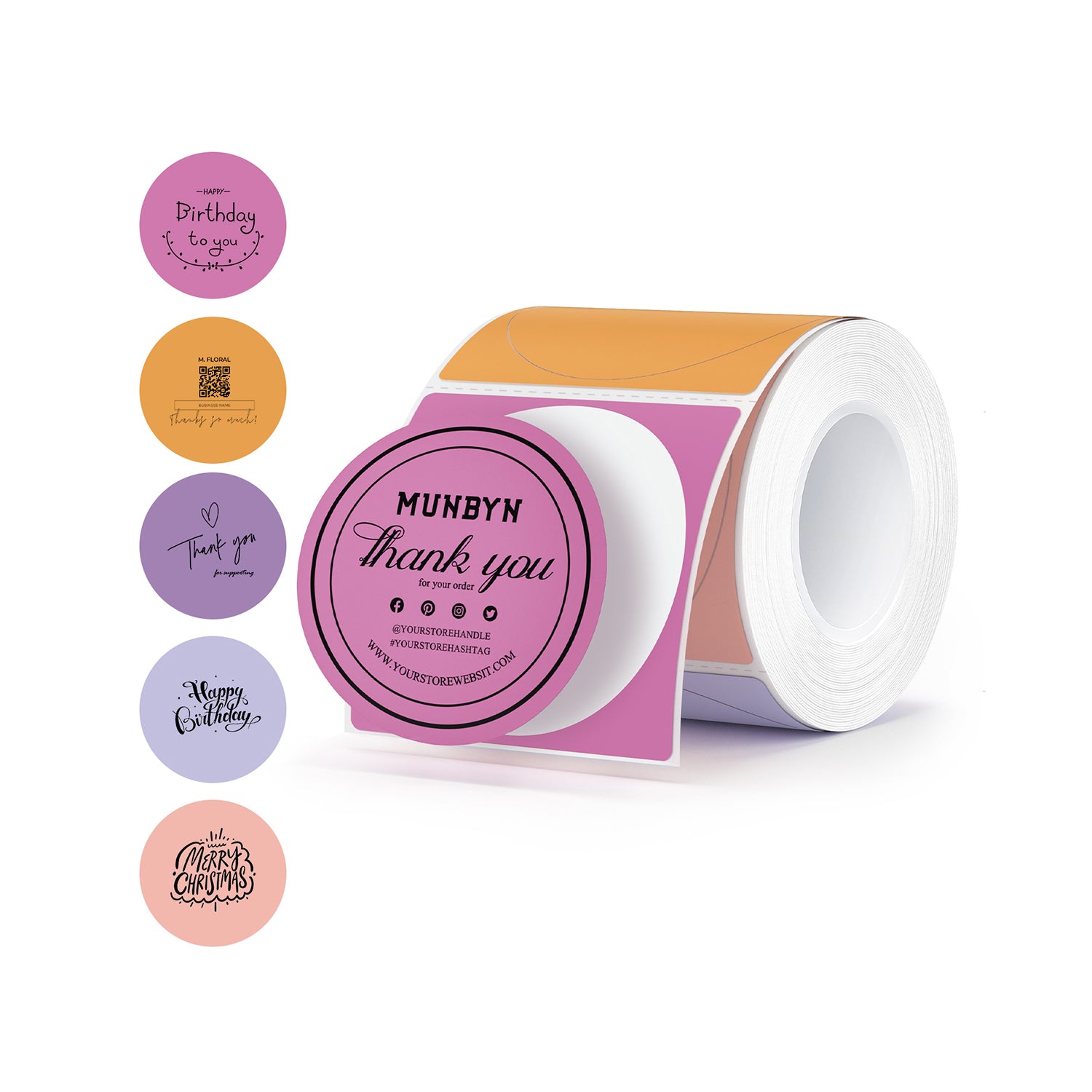 MUNBYN 2" Macaron Round Thermal Labels for Product and Packaging Stickers