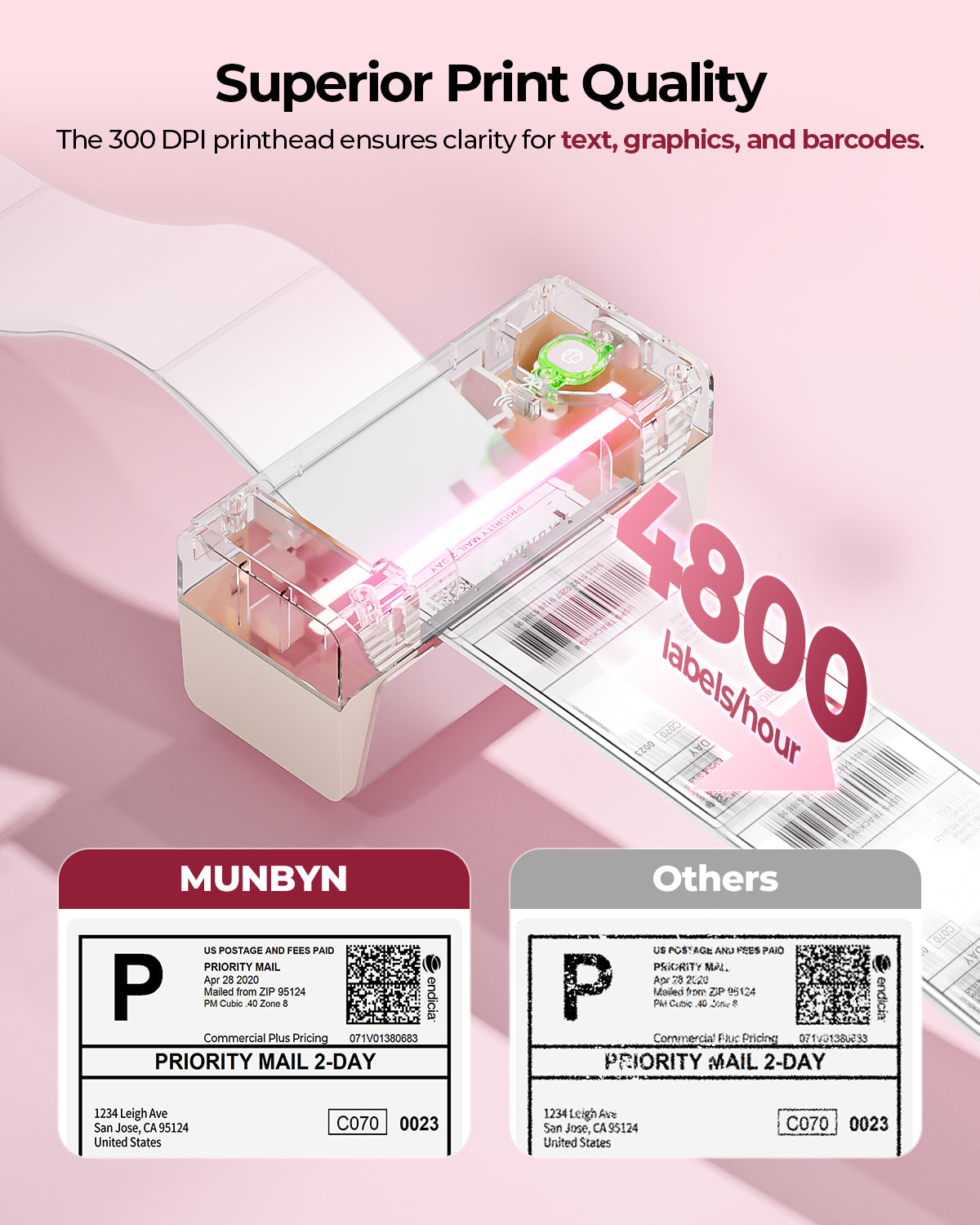 MUNBYN RealWriter 401AP AirPrint Wireless Thermal Label Printer 300DPI