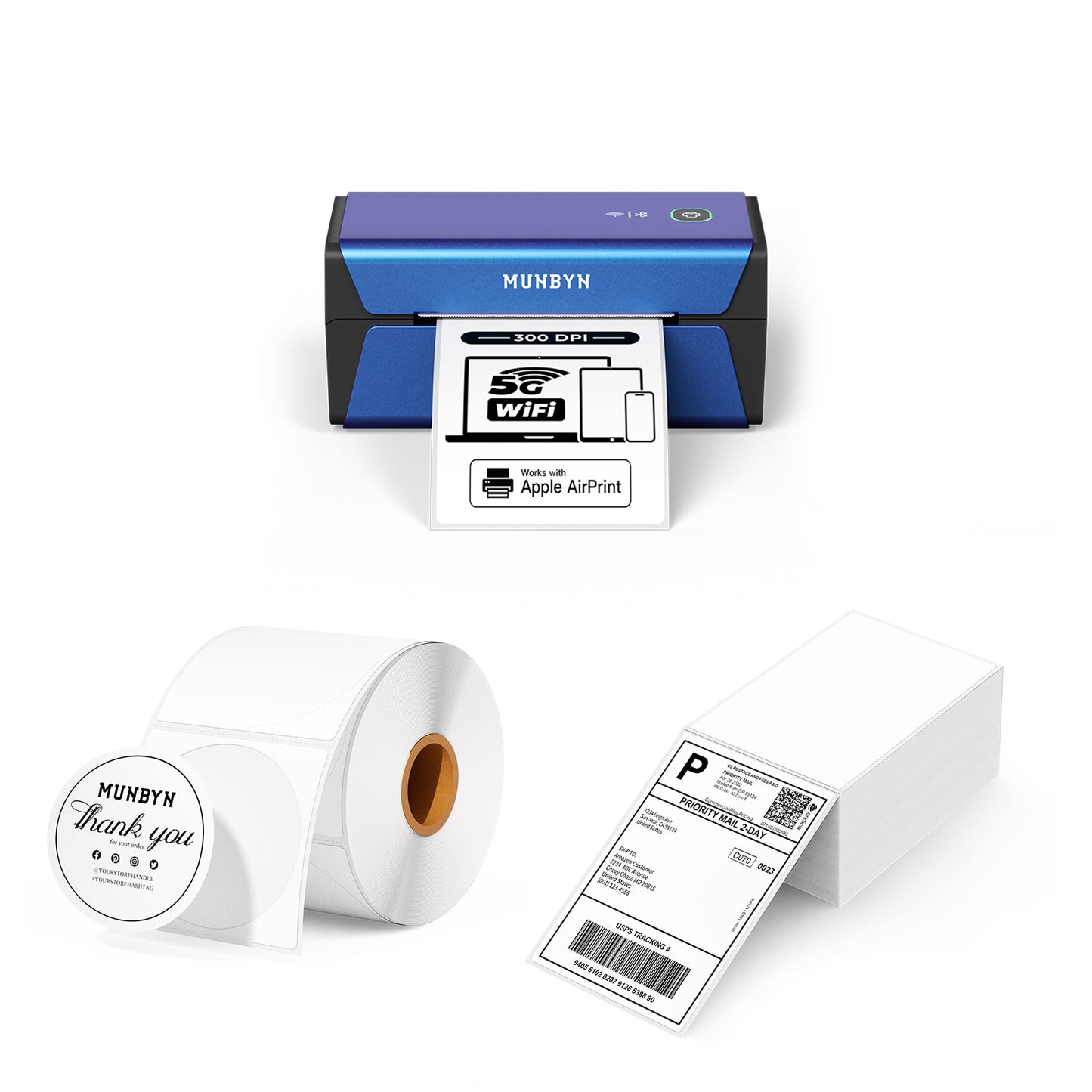 MUNBYN RealWriter 401AP AirPrint Thermal Label Printer Kit