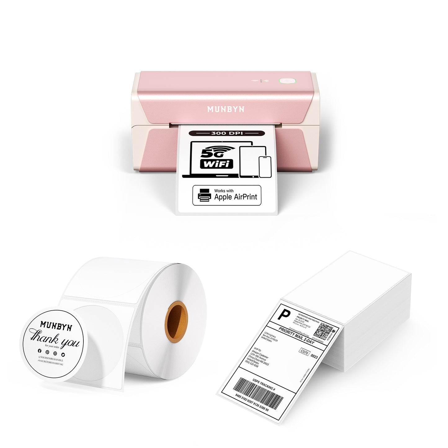 MUNBYN RealWriter 401AP AirPrint Thermal Label Printer Kit