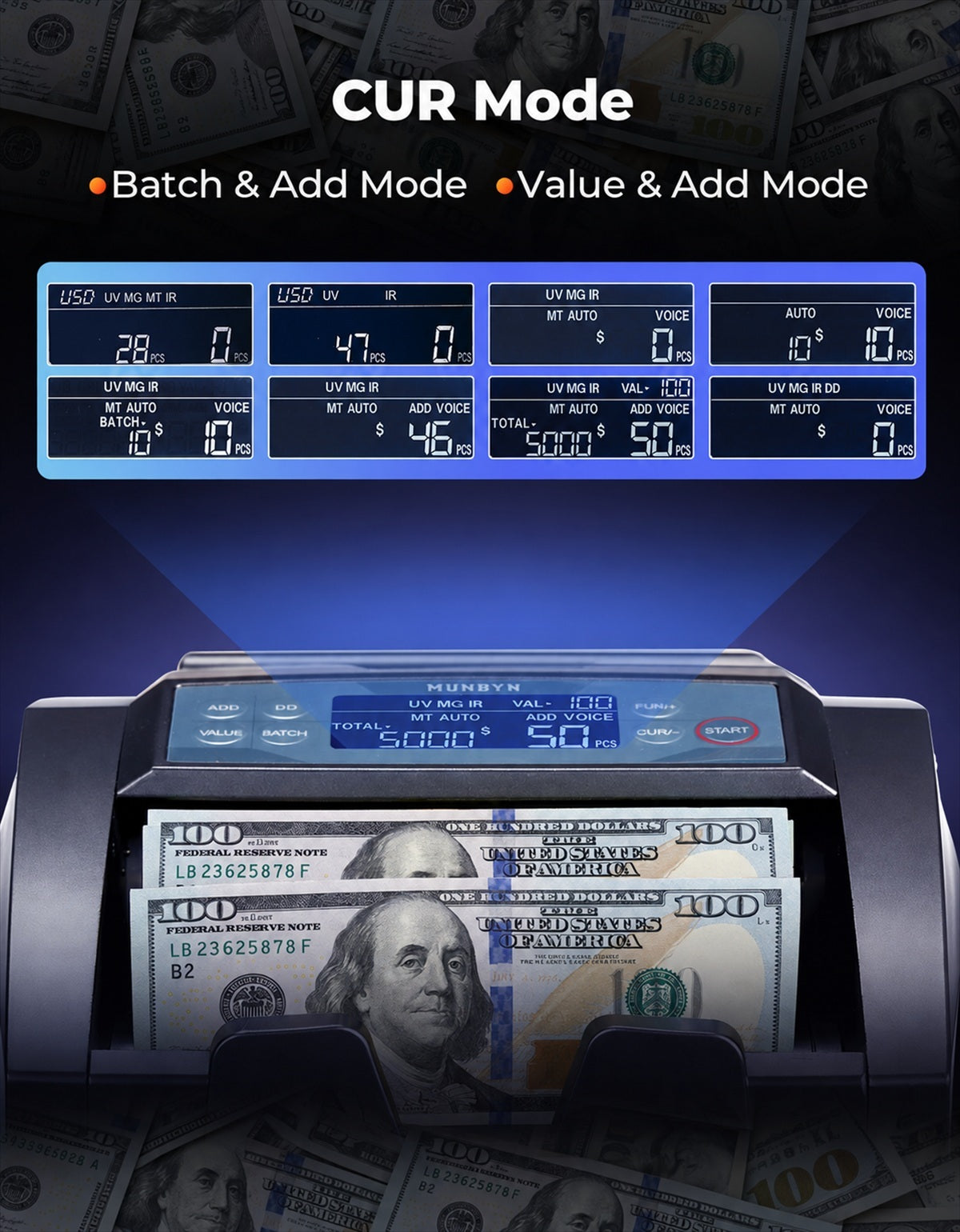 MUNBYN IMC27 ADD BATCH and VALUE counting modes