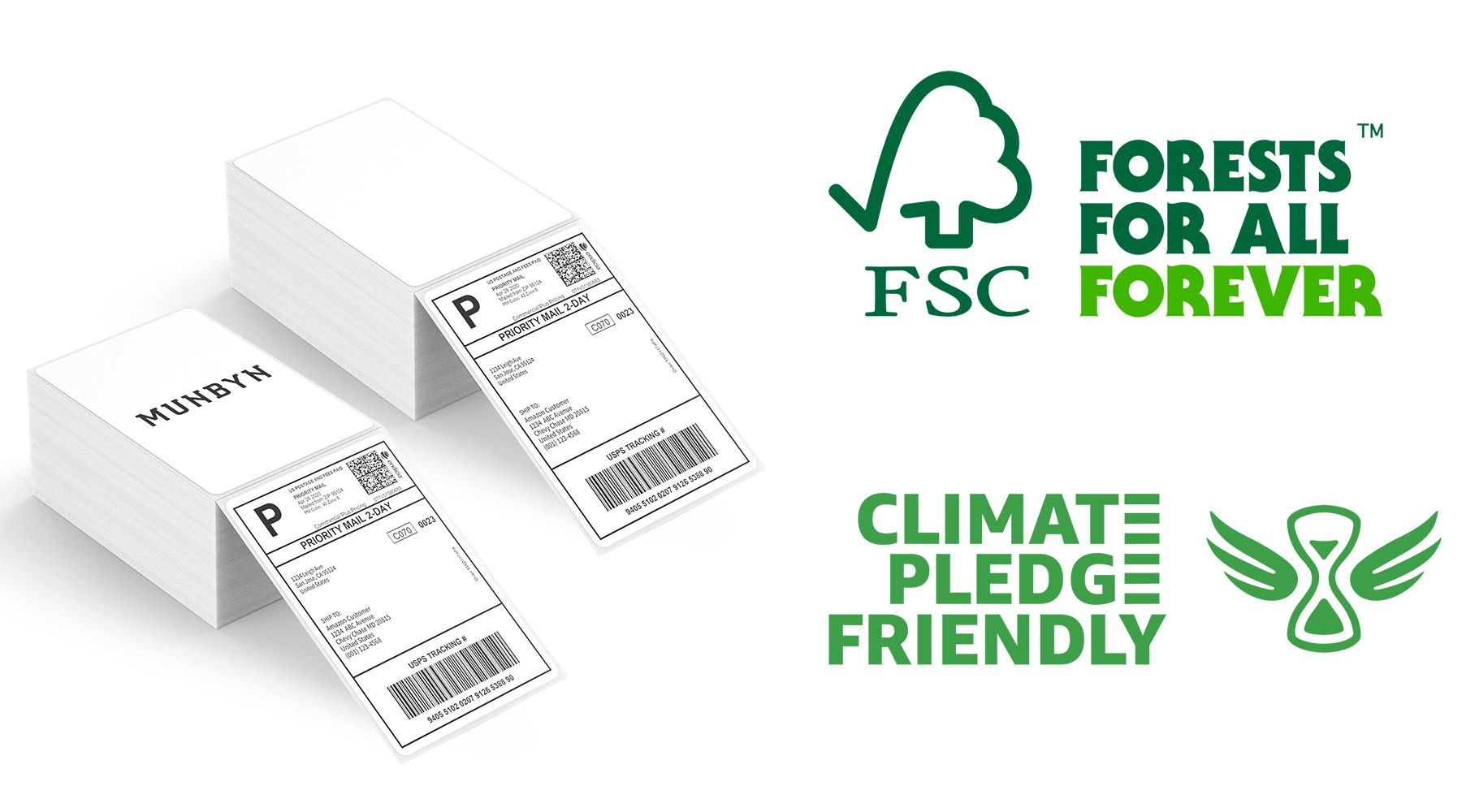 Munbyn Shipping Label Wins Climate Pledge Friendly and FSC Certificate