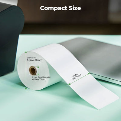 MUNBYN thermal receipt paper roll, blank white receipt paper for point-of-sale printers, 2-inch width, ready for printing transactions.
