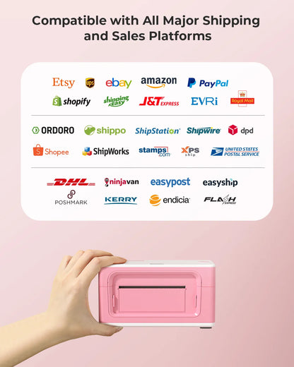 MUNBYN P941B Bluetooth thermal label printer is compatible with all major shipping and sales platforms, including Etsy, Ebay, Shopify, UPS and Fedex.