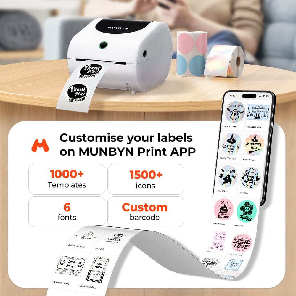 Users can customise labels on MUNBYN Print APP on their mobile devices.