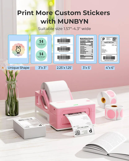 MUNBYN P941B Bluetooth thermal label printer is capable of printing on paper widths of 1.57" to 4.3".