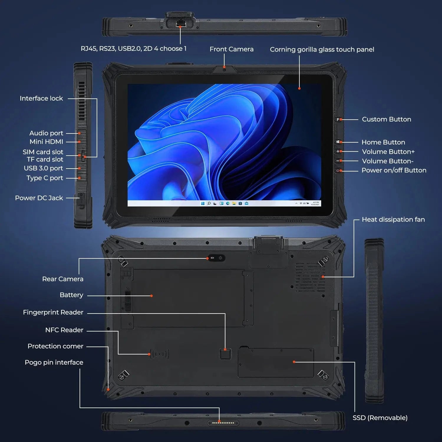 MUNBYN High-End Rugged Windows Tablet IRT10