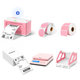 MUNBYN Upgraded Bluetooth Thermal Label Printer ITPP941B Starter Kit | Pink