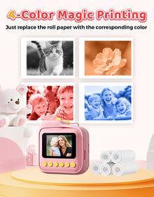 MUNBYN Kids Instant Print Camera 4-Color Thermal Printer
