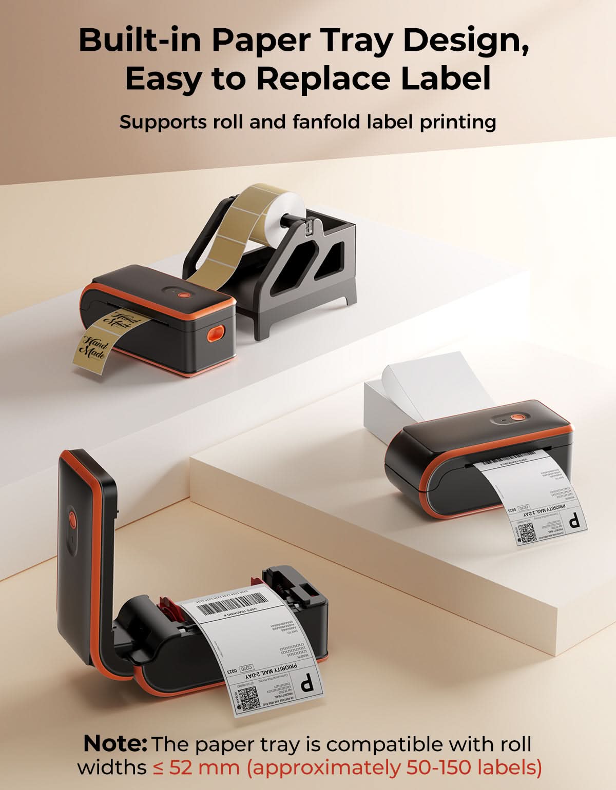 MUNBYN Label printer with paper tray design