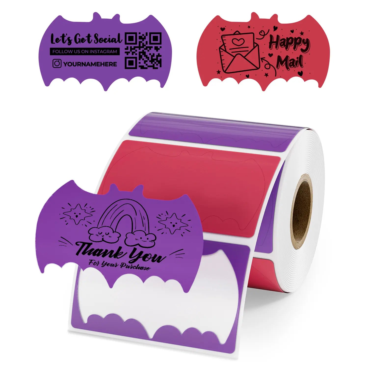 MUNBYN Bat Shaped Thermal Labels for Party