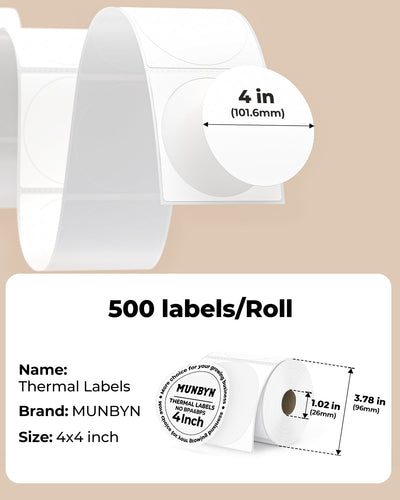 MUNBYN 4"x 4" Perforated Generic Thermal Labels for Small Business & Bakery