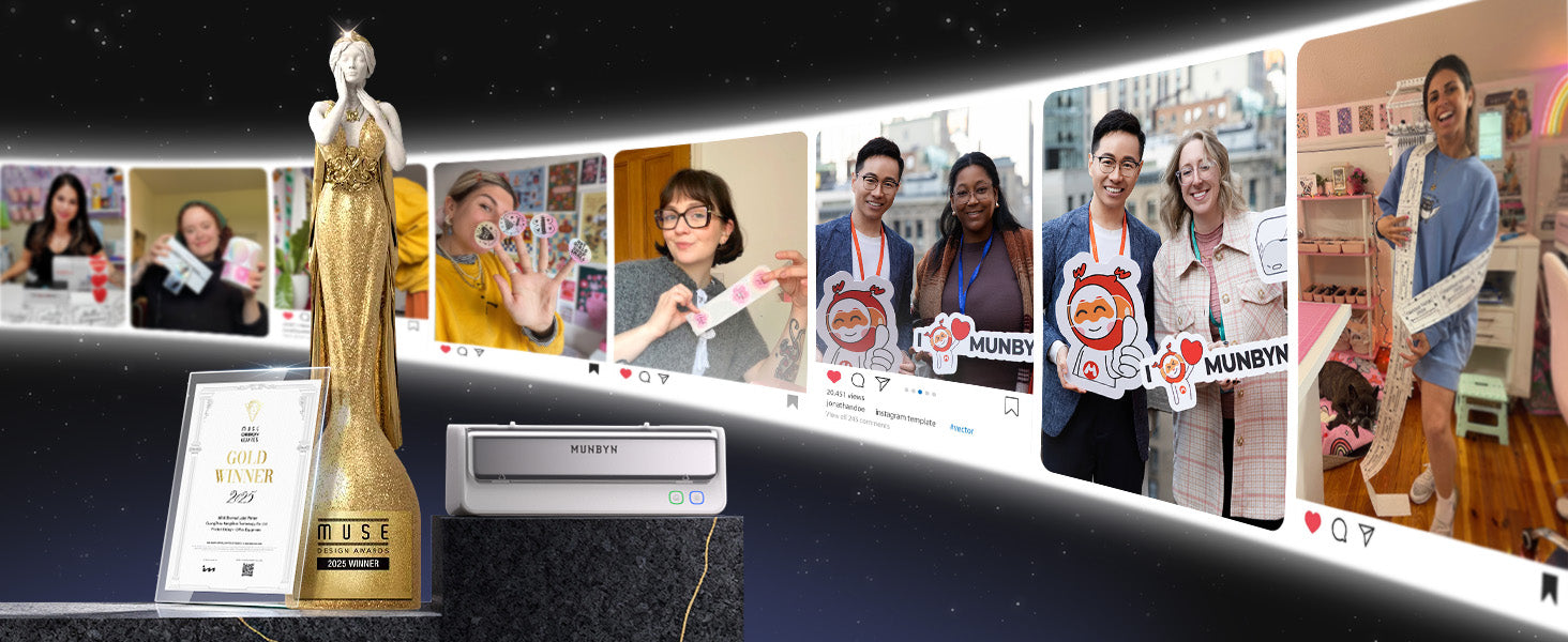 MUNBYN RW405B Label printer winning the Muse Design Gold Winner