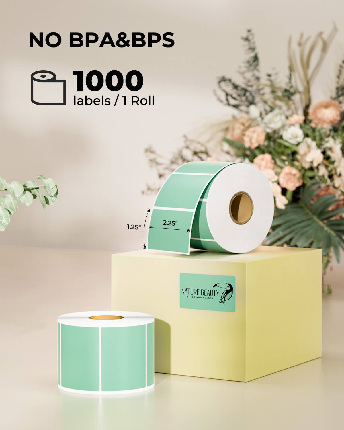 MUNBYN 2.25"x1.25" Generic Rectangle Series Thermal Labels (1000/Roll)