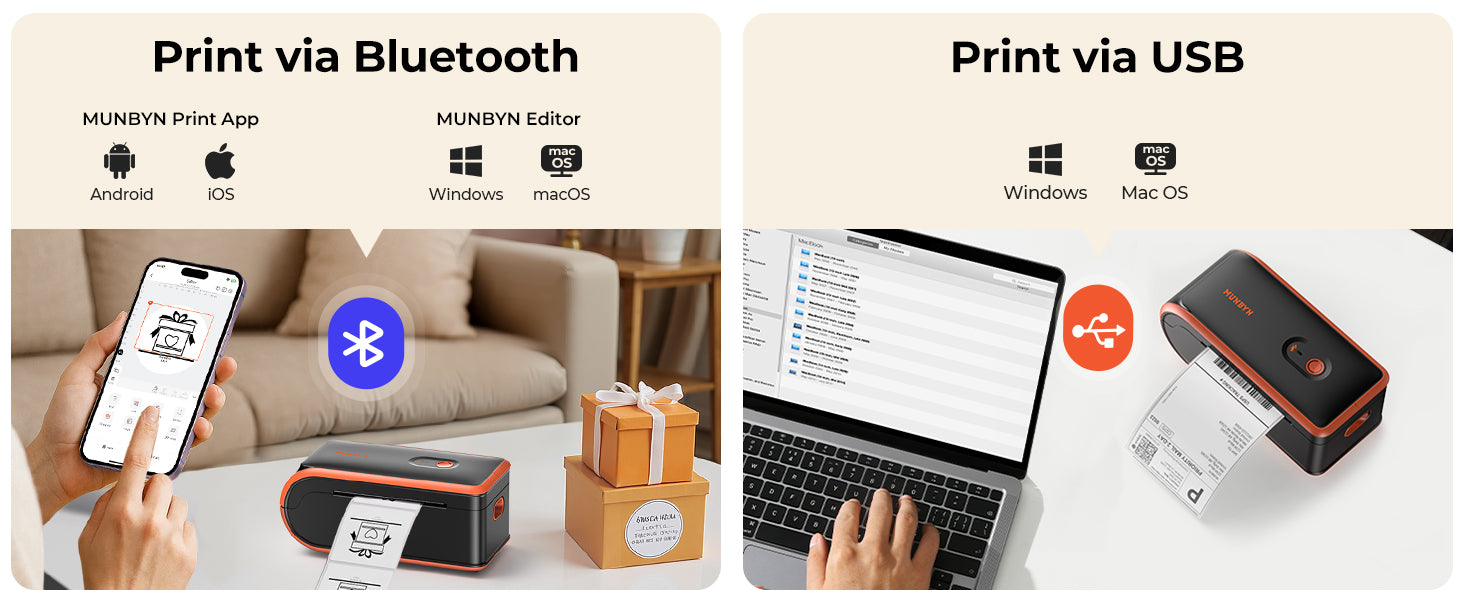 MUNBYN Battery-powered wireless label printer