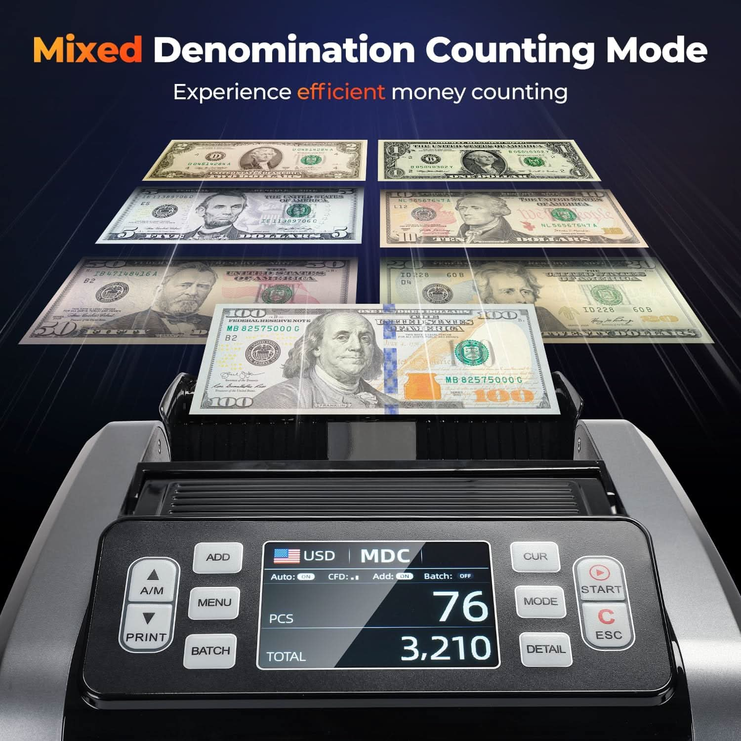 MUNBYN IMC09 Mixed Denomination Money Counter Machine