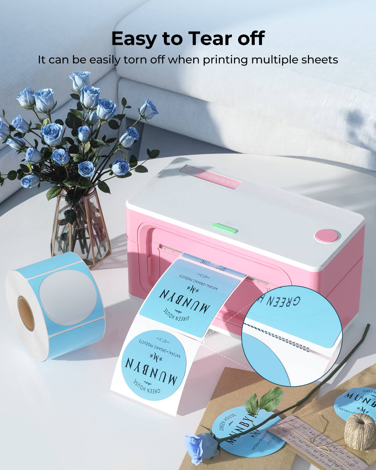 MUNBYN 2"x2" Generic Circle Series Thermal Labels (750/Roll)