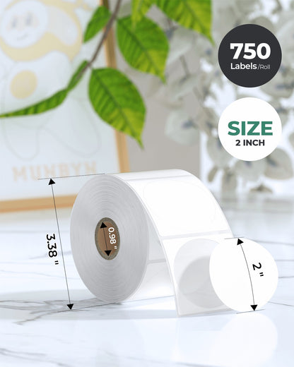 MUNBYN 2"x2" Generic Circle Series Thermal Labels (750/Roll)