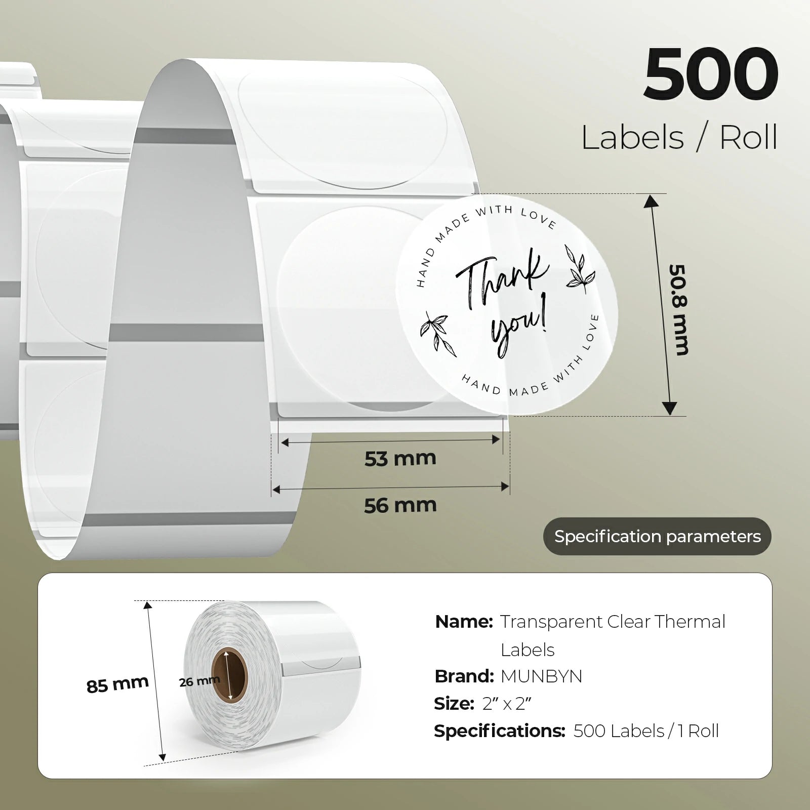 MUNBYN's clear circle thermal labels are 2