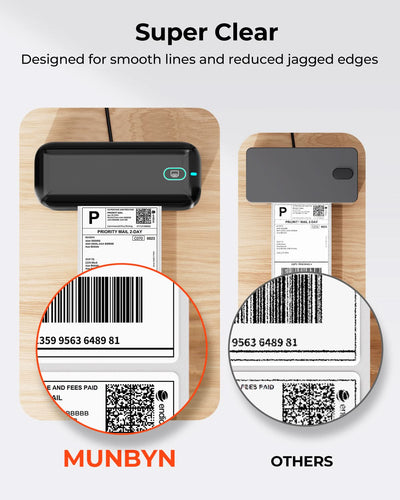 MUNBYN 402B clear thermal label printer
