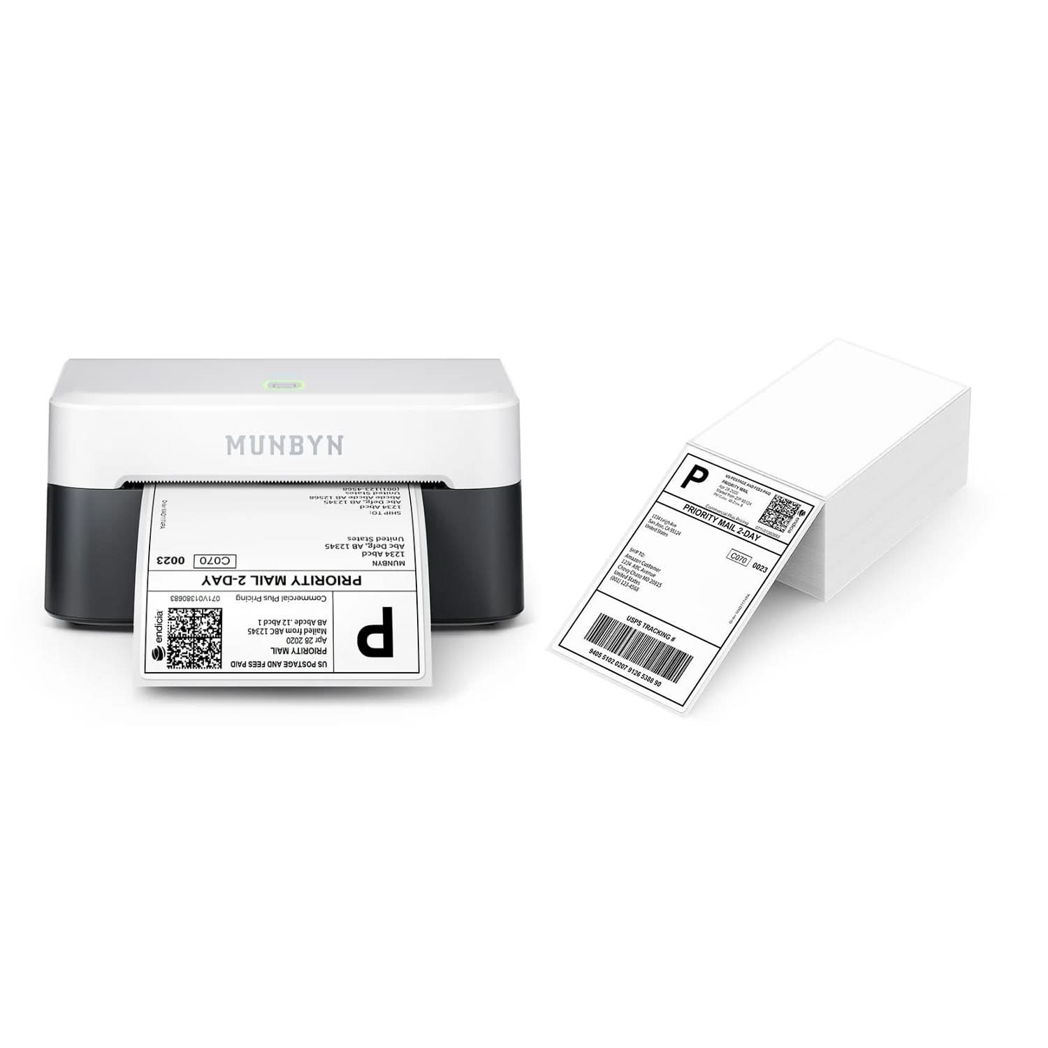 MUNBYN RW403B Bluetooth Thermal Label Printer Starter Bundle