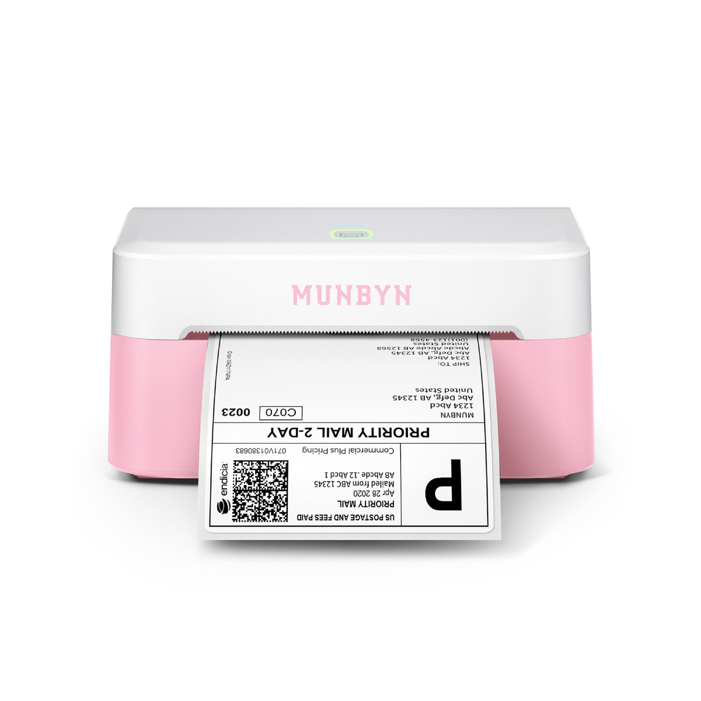 MUNBYN RealWriter 403B thermal label printer with pink design