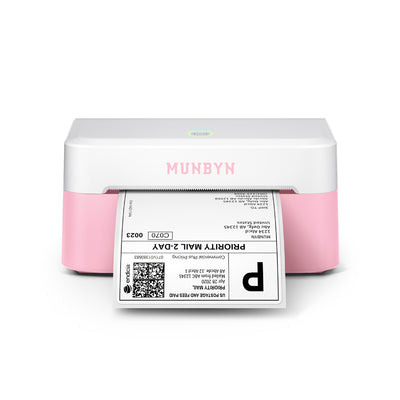 MUNBYN RealWriter 403B thermal label printer with pink design