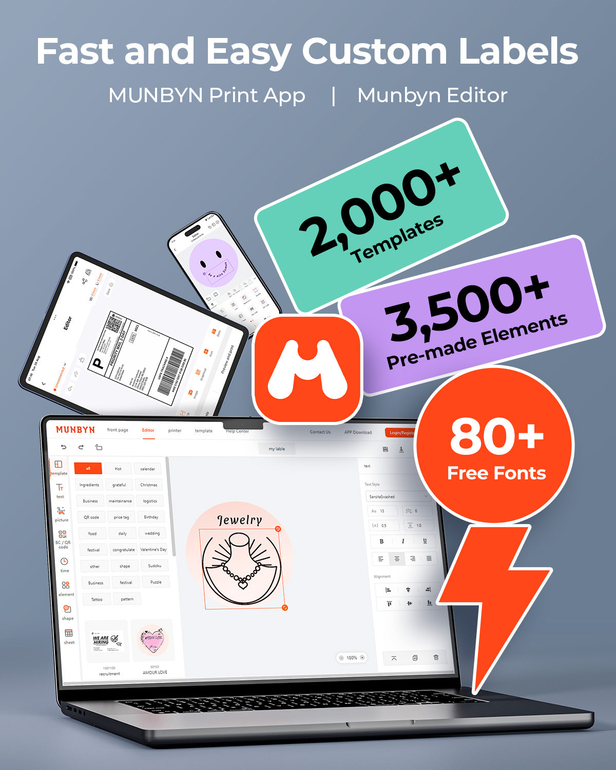 MUNBYN RealWriter 403B thermal label printer with fast printing