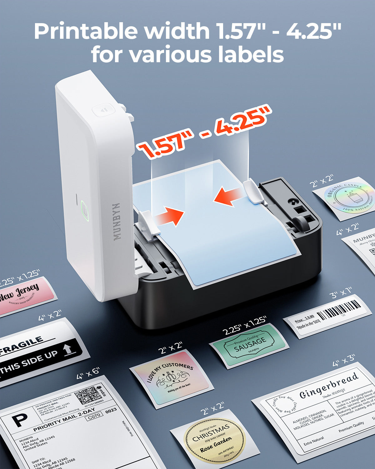 MUNBYN RealWriter 403B thermal label printer, used for printing labels