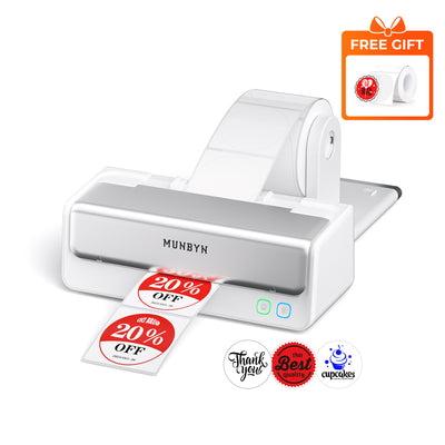 MUNBYN RW405B Dual-Color Bluetooth Thermal Label Printer with Free Label