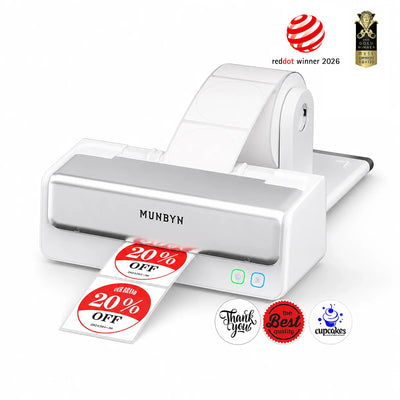 MUNBYN RW405B Dual-Color Bluetooth Thermal Label Printer with Label Holder