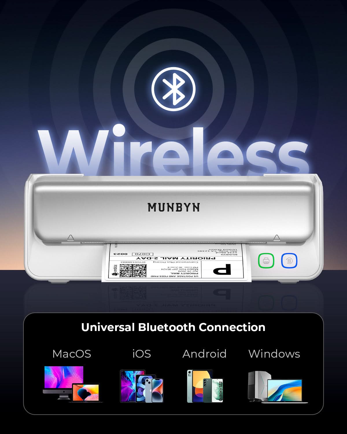 MUNBYN RealWriter 405B wireless thermal label printer