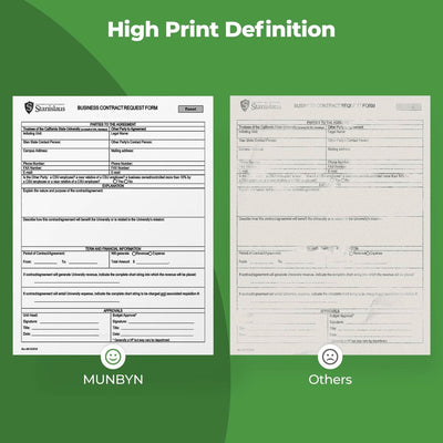 A4 thermal paper roll by MUNBYN, showing white thermal paper for printing receipts or labels on a white background.