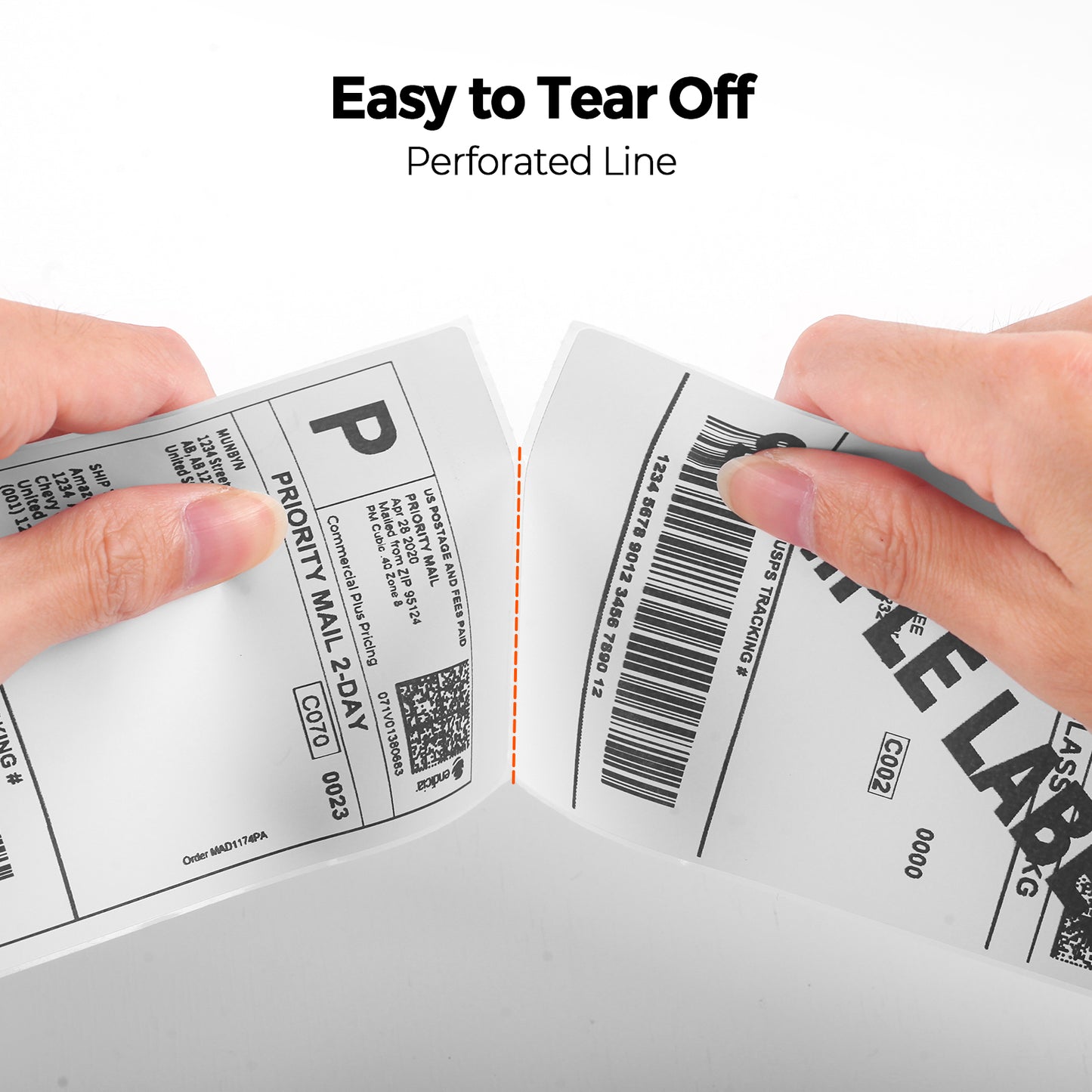 MUNBYN 3”x5" Generic Rectangle Series Fan-Fold Direct Thermal Shipping Labels (500/Stack)